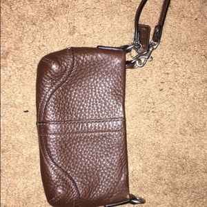 Coach brown leather wristlet